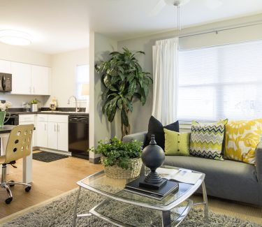 Photograph of interior of the furnished apartment.